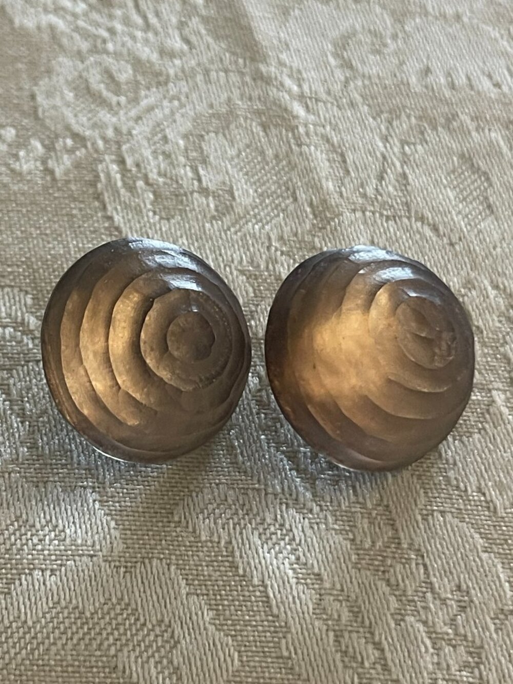 Handcrafted Taupe Lucite Stud Earrings by the Renowned Designer Alexis Bittar